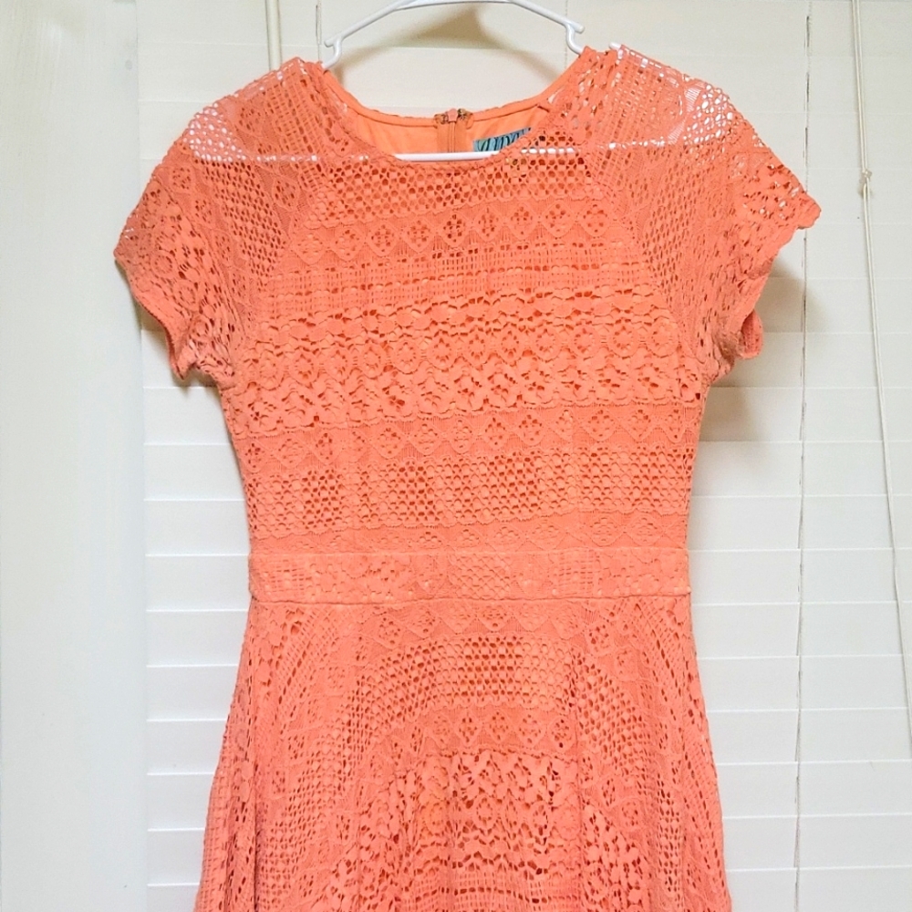 Francesca's coral lace dress